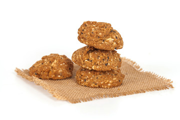 Homemade with whole grain cookies , isloated on white
