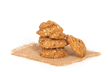 Homemade with whole grain cookies , isloated on white