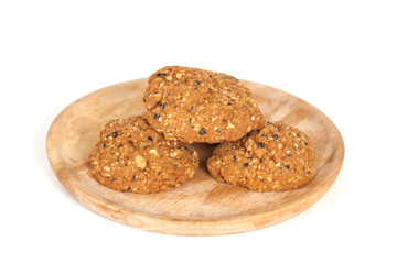 Homemade with whole grain cookies , isloated on white