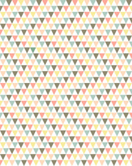 Geometric composition formed by triangles in color white, green, pink, light pink, brown and yellow.