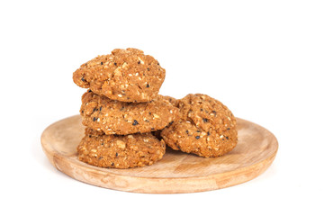 Homemade with whole grain cookies , isloated on white