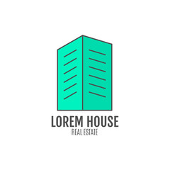 Vector house logo design, real estate icon suitable for info graphics, websites and print media. , flat , badge, label, clip art. Lineart style. Thin line . Stylysh palette