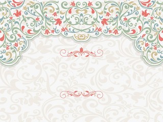 Vintage template with pattern and ornate borders. 