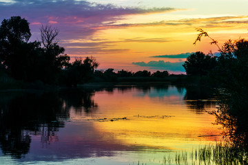 Fototapeta na wymiar Beautiful sunset in the Danube Delta