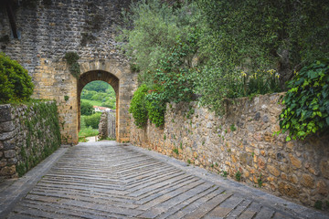 Monteriggioni with views of the Tuscan landscape