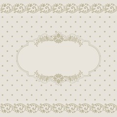 Vintage template with pattern and ornate borders. Ornamental lace pattern for invitation, greeting card, certificate.