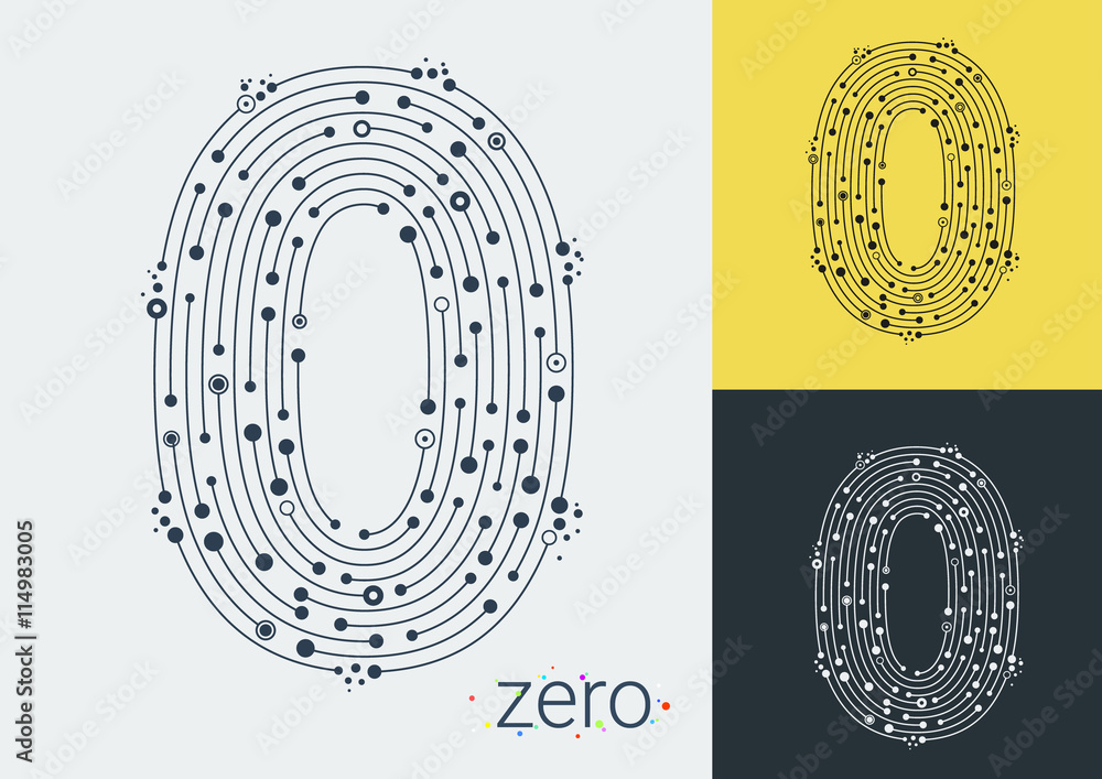Fototapete vector number zero on a bright and colorful background. mathematical symbols in techno style, create