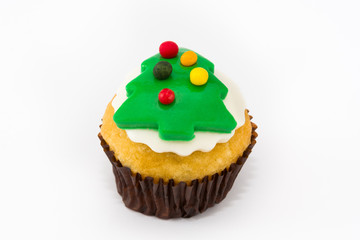 Christmas cupcakes isolated on white background

