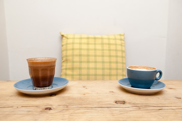 Fresh coffee in a cafe interior
