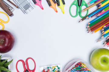 educationschool supplies on white background ready for your