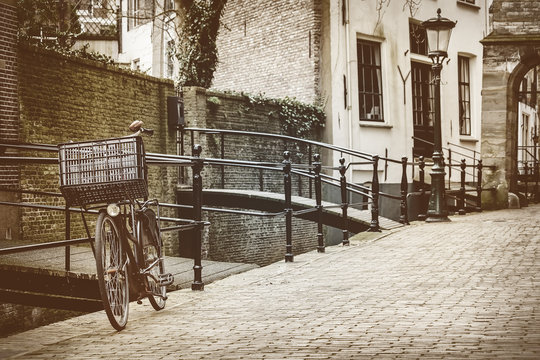 Fototapeta Retro styled image of the Dutch city of Gouda