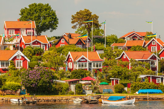 Typical swedish wooden houses in Karlskrona