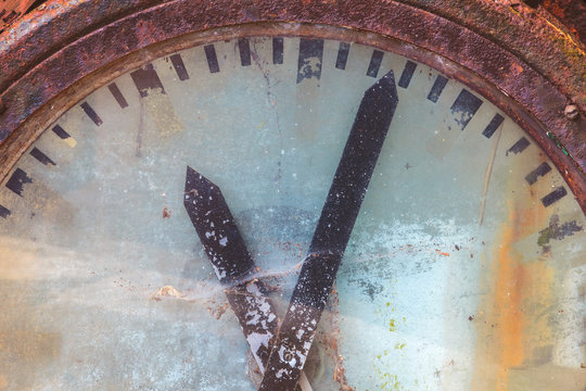 Close up of an old railway clock