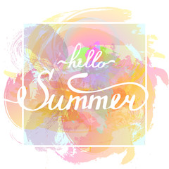 Hello summer lettering. Vector illustration - stock vector