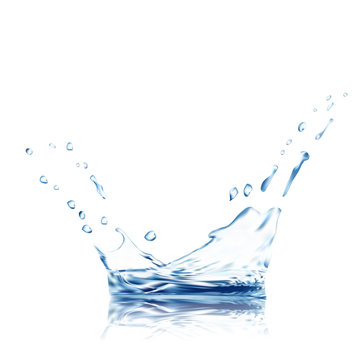 water vector. blue splash isolated on white with drops. 3d illustration. background. eps10.