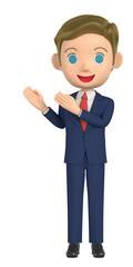 3D illustration character - A business man guides you.