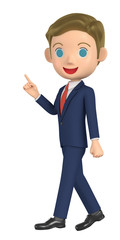 3D illustration character - The businessman who walks while talking.