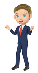 3D illustration character - The businessman of the victory pose.