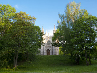 Gothic chapel. Peterhof. Alexandria Park. Russia, St. Petersburg