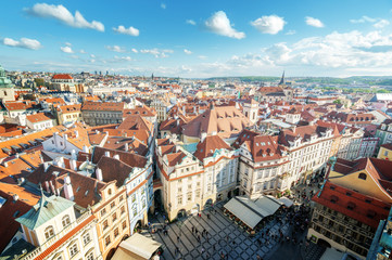 Naklejka na ściany i meble view from town hall tower, old town square, Prague