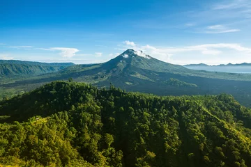 Tuinposter View of mount Batur (Gunung Batur) - active volcano in Bali, Indonesia. © De Visu