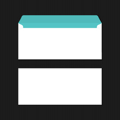 Stylish white envelopes colored inside on black background. Vector template perfect for your design