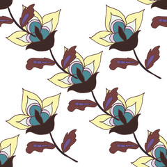 Cute pastel flowers seamless pattern