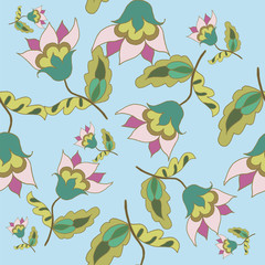 Beautiful hand drawn floral seamless pattern