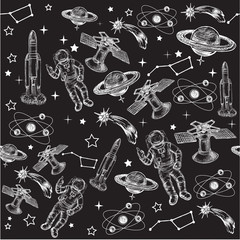 seamless pattern space on the black background