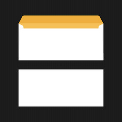 Stylish white envelopes colored inside on black background. Vector template perfect for your design