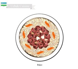 Palov or Uzbek Rice with Meat and Vegetables