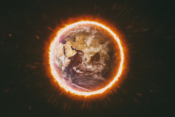 Planet Earth Apocalypse - Global Warming Effect . Environment concept. World Environment Day...