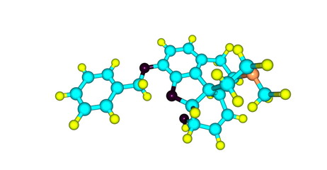 Benzylmorphine molecular structure isolated on white