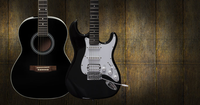 Acoustic and electric guitar.