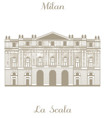vector hand-drawn illustration of Teatro alla Scala in Milan