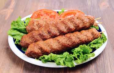 Meat on skewers kebabs