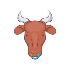 Indian cow icon in cartoon style on a white background