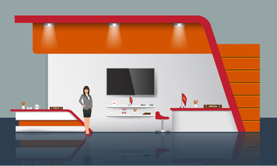 Creative exhibition stand design. Trade Booth template. Corporate identity vector