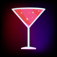 Martini glass with red cocktail icon in cartoon style for any design