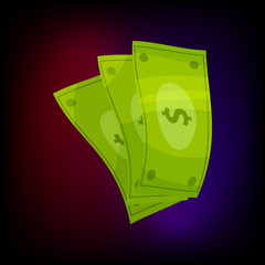 Dollar banknotes icon in cartoon style for any design