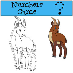 Educational game: Numbers game with contour. Cute ibex.
