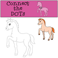 Educational games for kids: Connect the dots. Little cute foal.