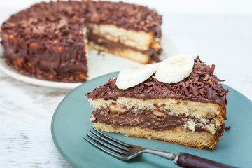 Chocolate cake with fresh banana