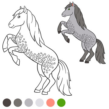 Coloring page. Color me: horse. Cute horse.