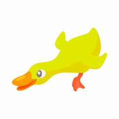 Yellow duck icon in cartoon style on a white background