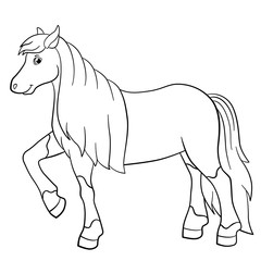 Coloring pages. Farm animals. Cute horse.