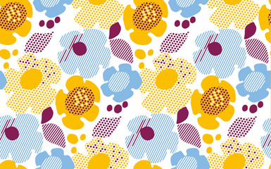 abstract summer floral seamless pattern on white background. vector illustration