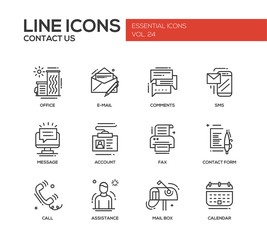 Contact Us - line design icons set