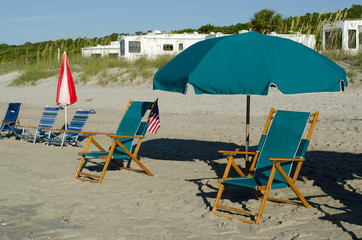 Chair with umbrella at beach