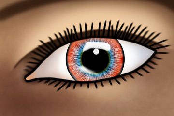 Illustrated eye, 3d illustration